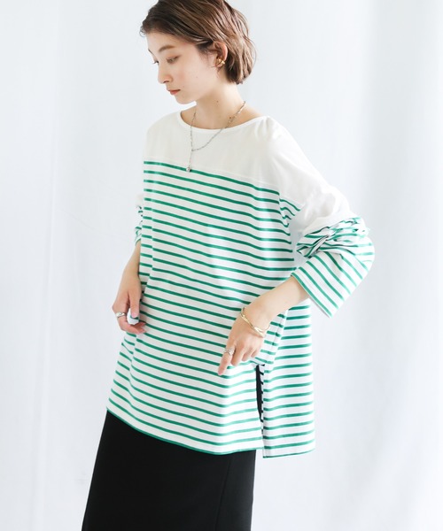 select MOCA（セレクトモカ）の「バスクボーダービッグプルオーバー（Tシャツ/カットソー・レディース・ブラック/レッド/ブルー/グリーン・FREE）」の17枚目の写真