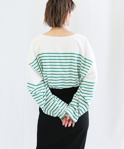 select MOCA（セレクトモカ）の「バスクボーダービッグプルオーバー（Tシャツ/カットソー・レディース・ブラック/レッド/ブルー/グリーン・FREE）」の19枚目の写真