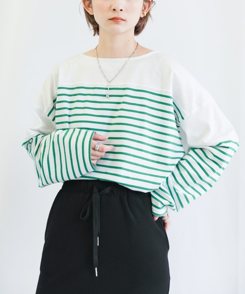 select MOCA（セレクトモカ）の「バスクボーダービッグプルオーバー（Tシャツ/カットソー・レディース・ブラック/レッド/ブルー/グリーン・FREE）」の18枚目の写真