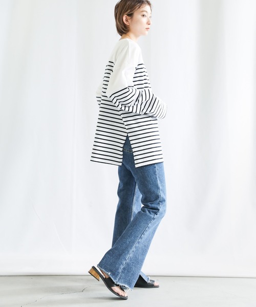 select MOCA（セレクトモカ）の「バスクボーダービッグプルオーバー（Tシャツ/カットソー・レディース・ブラック/レッド/ブルー/グリーン・FREE）」の8枚目の写真