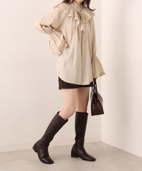 one after another NICE CLAUP(ワンアフターアナザーナイスクラップ)の「<着脱可能!>プチハイネックフリル衿ブラウス(シャツ/ブラウス・レディース・ブラック/ベージュ/オフホワイト・FREE)」の18枚目の写真