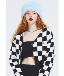 CRANK（クランク）の「A'GEM/9 × .kom『CRANK/クランク』CHECKER CROP CARDIGAN/クロップド丈 チェック柄カーディガン（カーディガン/ボレロ・レディース）」