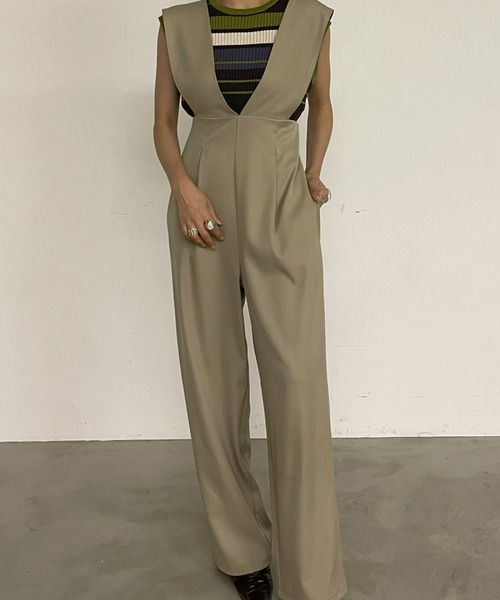 AIC.（エーアイシー）の「【再入荷】ワイドショルダーサロペット（サロペット/オーバーオール・レディース・ブラック/ベージュ/グレー・FREE）」の20枚目の写真