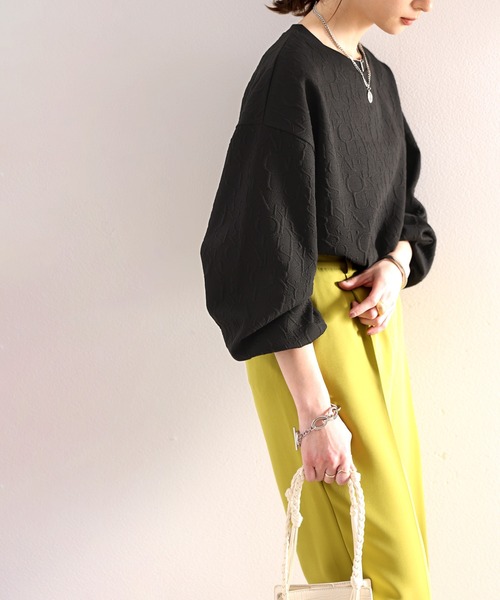 classicalelf(クラシカルエルフ)の「ぽこぽこアルファベット。ジャガードbigシルエットプルオーバー ロンT(Tシャツ/カットソー・レディース・ホワイト/ブラック/ベージュ系その他・SMALL/MEDIUM/LARGE/X-LARGE)」の11枚目の写真