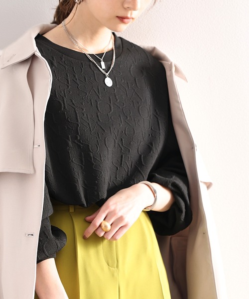 classicalelf(クラシカルエルフ)の「ぽこぽこアルファベット。ジャガードbigシルエットプルオーバー ロンT(Tシャツ/カットソー・レディース・ホワイト/ブラック/ベージュ系その他・SMALL/MEDIUM/LARGE/X-LARGE)」の7枚目の写真