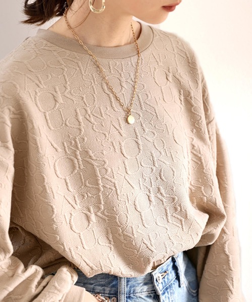 classicalelf(クラシカルエルフ)の「ぽこぽこアルファベット。ジャガードbigシルエットプルオーバー ロンT(Tシャツ/カットソー・レディース・ホワイト/ブラック/ベージュ系その他・SMALL/MEDIUM/LARGE/X-LARGE)」の5枚目の写真