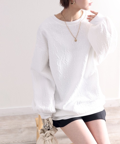 classicalelf(クラシカルエルフ)の「ぽこぽこアルファベット。ジャガードbigシルエットプルオーバー ロンT(Tシャツ/カットソー・レディース・ホワイト/ブラック/ベージュ系その他・SMALL/MEDIUM/LARGE/X-LARGE)」の14枚目の写真