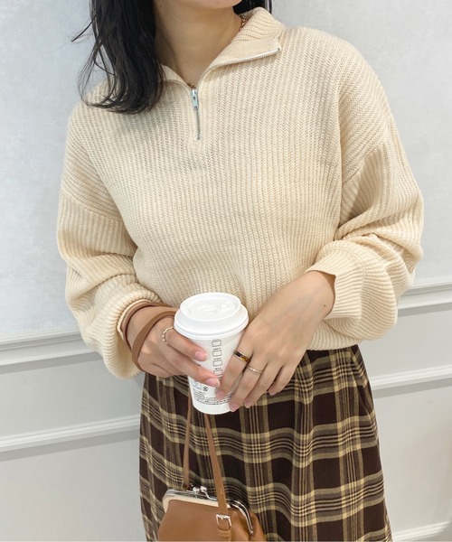apres jour（アプレジュール）の「ハーフジップニット【ZOZOTOWN限定アイテム】【１.１】（ニット/セーター・レディース・モカ/杢グレー/アイボリー・フリー/X-LARGE）」の2枚目の写真
