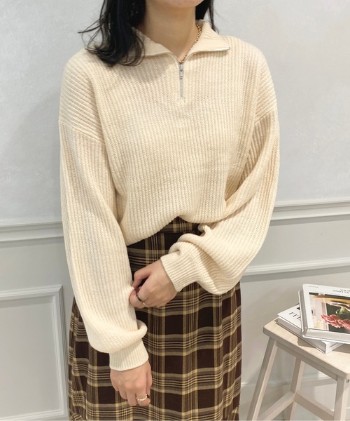 apres jour（アプレジュール）の「ハーフジップニット【ZOZOTOWN限定アイテム】【１.１】（ニット/セーター・レディース・モカ/杢グレー/アイボリー・フリー/X-LARGE）」の5枚目の写真