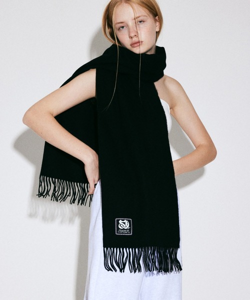 SCULPTOR（スカルプター）の「MONOGRAM SOFT MUFFLER/モノグラムソフトマフラー（マフラー・レディース・ブラック/アイボリー・FREE）」の2枚目の写真