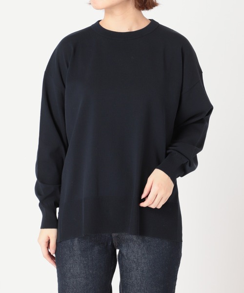 美品 スローブイエナ アイスコットンクルーネックプルオーバー ネイビー SLOBE IENA（スローブイエナ）の「アイスコットンクルーネック