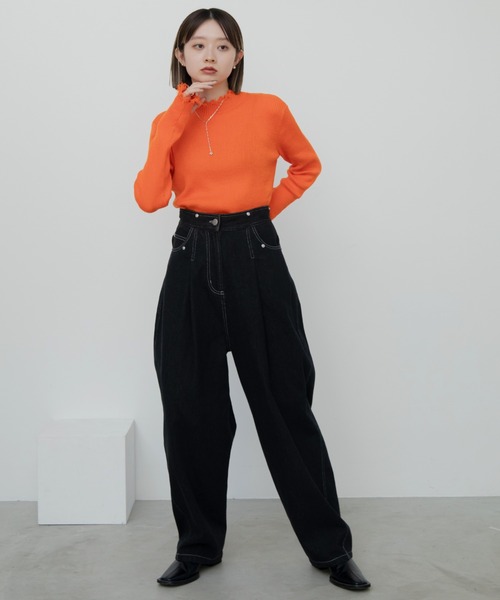 VACANCY(ヴァカンシー)の「ダメージリブニット(ニット/セーター・レディース・ブラック/オレンジ/ブルー/グリーン/ナチュラル/ホワイト/モカ・FREE)」の11枚目の写真