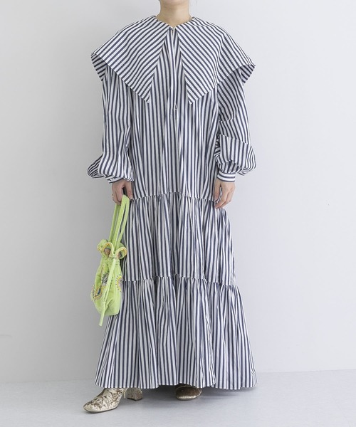 URBAN RESEARCH(アーバンリサーチ)の「iI big collar onepiece(ワンピース・レディース・ブルー/ボルドー・ONE)」の9枚目の写真