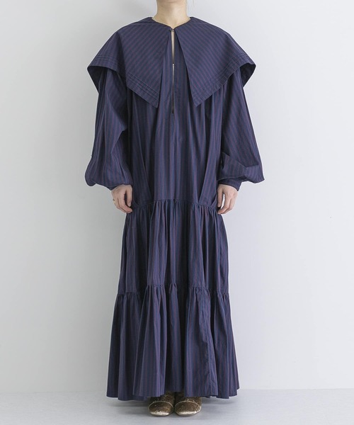 URBAN RESEARCH(アーバンリサーチ)の「iI big collar onepiece(ワンピース・レディース・ブルー/ボルドー・ONE)」の21枚目の写真