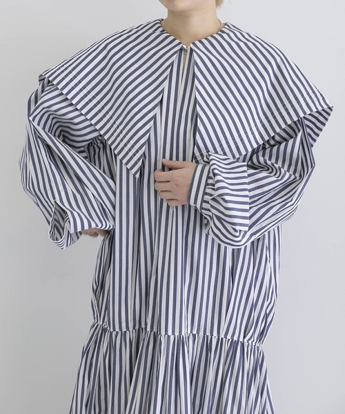 URBAN RESEARCH(アーバンリサーチ)の「iI big collar onepiece(ワンピース・レディース・ブルー/ボルドー・ONE)」の7枚目の写真