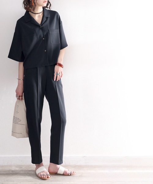 classicalelf（クラシカルエルフ）の「大人のリラックスムード。リネンライクショート丈開襟シャツ（シャツ/ブラウス・レディース・ブラック/ベージュ/アイボリー/モカ・SMALL/MEDIUM/LARGE/X-LARGE）」の16枚目の写真