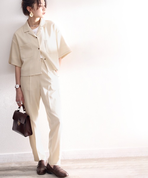 classicalelf（クラシカルエルフ）の「大人のリラックスムード。リネンライクショート丈開襟シャツ（シャツ/ブラウス・レディース・ブラック/ベージュ/アイボリー/モカ・SMALL/MEDIUM/LARGE/X-LARGE）」の15枚目の写真