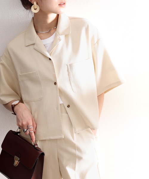 classicalelf（クラシカルエルフ）の「大人のリラックスムード。リネンライクショート丈開襟シャツ（シャツ/ブラウス・レディース・ブラック/ベージュ/アイボリー/モカ・SMALL/MEDIUM/LARGE/X-LARGE）」の22枚目の写真