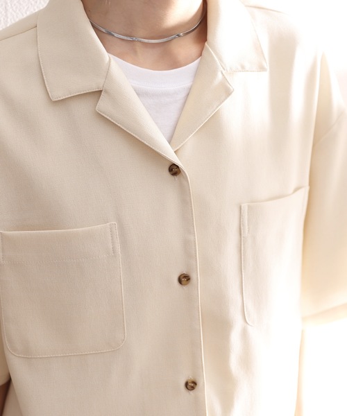 classicalelf（クラシカルエルフ）の「大人のリラックスムード。リネンライクショート丈開襟シャツ（シャツ/ブラウス・レディース・ブラック/ベージュ/アイボリー/モカ・SMALL/MEDIUM/LARGE/X-LARGE）」の18枚目の写真