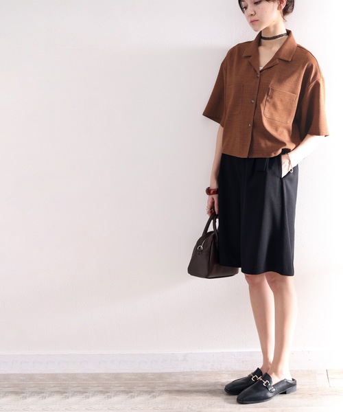 classicalelf（クラシカルエルフ）の「大人のリラックスムード。リネンライクショート丈開襟シャツ（シャツ/ブラウス・レディース・ブラック/ベージュ/アイボリー/モカ・SMALL/MEDIUM/LARGE/X-LARGE）」の17枚目の写真