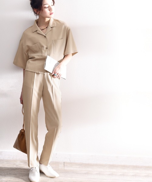 classicalelf（クラシカルエルフ）の「大人のリラックスムード。リネンライクショート丈開襟シャツ（シャツ/ブラウス・レディース・ブラック/ベージュ/アイボリー/モカ・SMALL/MEDIUM/LARGE/X-LARGE）」の6枚目の写真