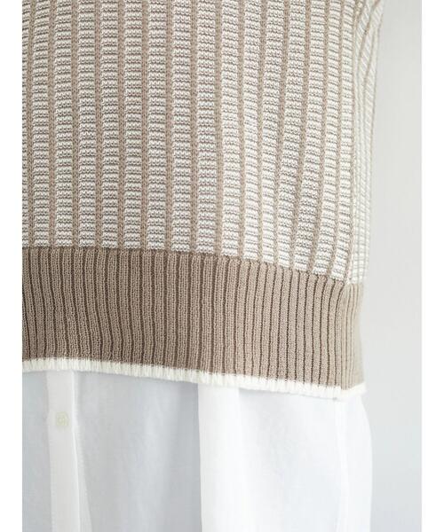 Green Parks(グリーンパークス)の「ストライプ風ジャガードニットベスト*(ベスト・レディース・ベージュ/ブルー/グリーン・FREE)」の12枚目の写真