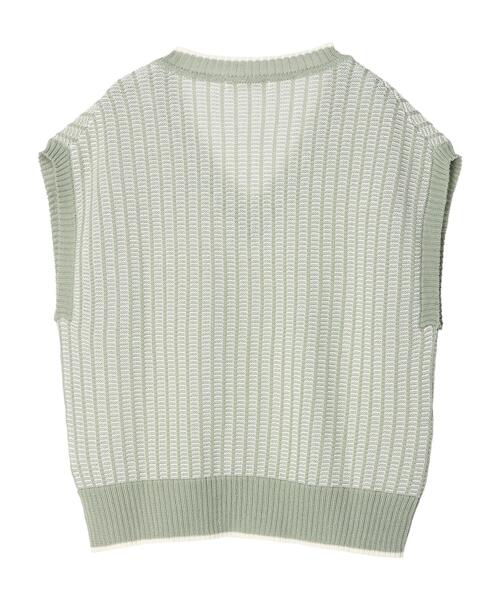 Green Parks(グリーンパークス)の「ストライプ風ジャガードニットベスト*(ベスト・レディース・ベージュ/ブルー/グリーン・FREE)」の8枚目の写真