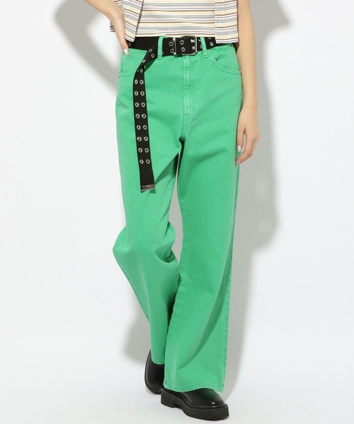 PBLIM（ページボーイリム）の「【PAGEBOYLIM】カラーデニム（デニムパンツ・レディース・ライトブルー/グリーン・MEDIUM/LARGE）」の4枚目の写真