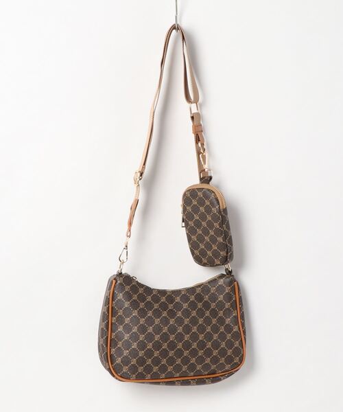 SPINNS（スピンズ）の「【2WAY仕様】ミニポーチ付き フェイクレザーモノグラムショルダーバッグ（ショルダーバッグ・レディース・ブラック/ベージュ/ブラウン・ONESIZE）」の9枚目の写真