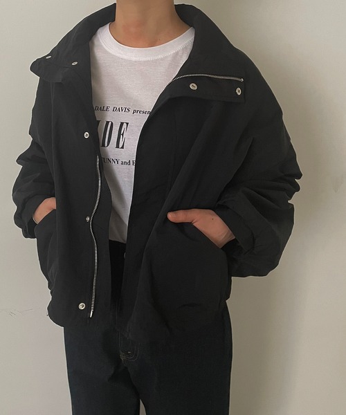 210nouve（トゥージュヌーブ）の「オーバーサイズスタンドカラーブルゾン（ブルゾン・レディース・カーキ/ブラック/サックスブルー/アイボリー・FREE）」の3枚目の写真