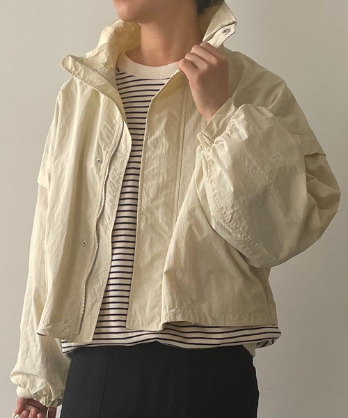 210nouve（トゥージュヌーブ）の「オーバーサイズスタンドカラーブルゾン（ブルゾン・レディース・カーキ/ブラック/サックスブルー/アイボリー・FREE）」の16枚目の写真