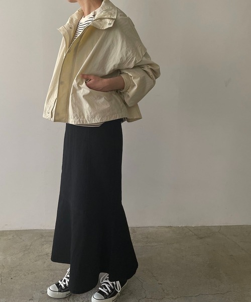 210nouve（トゥージュヌーブ）の「オーバーサイズスタンドカラーブルゾン（ブルゾン・レディース・カーキ/ブラック/サックスブルー/アイボリー・FREE）」の22枚目の写真