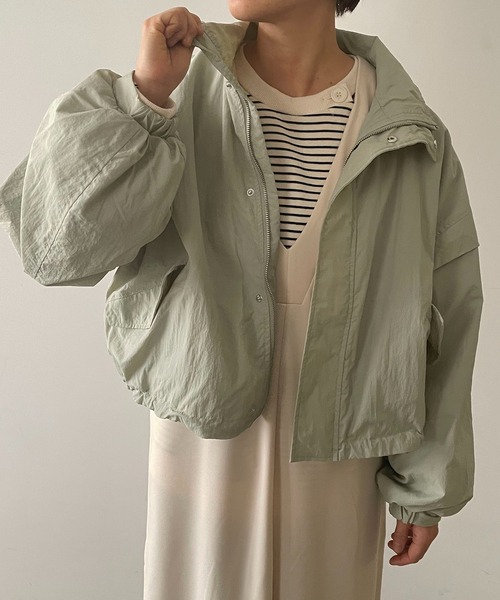 210nouve（トゥージュヌーブ）の「オーバーサイズスタンドカラーブルゾン（ブルゾン・レディース・カーキ/ブラック/サックスブルー/アイボリー・FREE）」の6枚目の写真