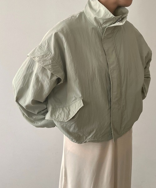 210nouve（トゥージュヌーブ）の「オーバーサイズスタンドカラーブルゾン（ブルゾン・レディース・カーキ/ブラック/サックスブルー/アイボリー・FREE）」の8枚目の写真