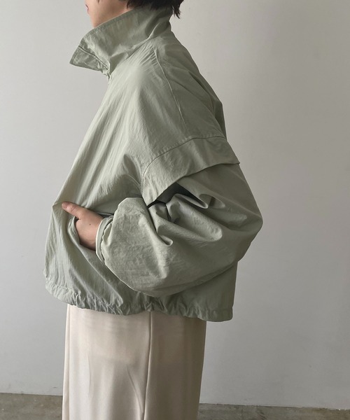 210nouve（トゥージュヌーブ）の「オーバーサイズスタンドカラーブルゾン（ブルゾン・レディース・カーキ/ブラック/サックスブルー/アイボリー・FREE）」の9枚目の写真