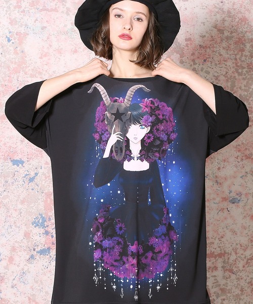 星座少女 山羊座 ｔシャツ メガビッグ Tシャツ カットソー トップス Tシャツ カットソー Ankorock