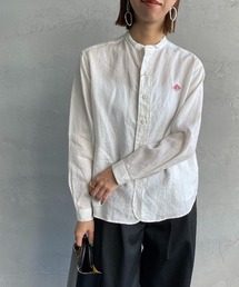 [DANTON/ダントン] リネンクロス バンドカラーシャツ