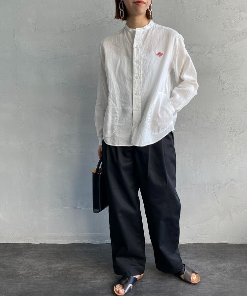 DANTON（ダントン）の「[DANTON/ダントン] リネンクロス バンドカラーシャツ（シャツ/ブラウス・レディース・チャコール/ホワイト/ベージュ・34/36/38）」の7枚目の写真