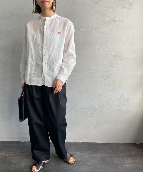 DANTON（ダントン）の「[DANTON/ダントン] リネンクロス バンドカラーシャツ（シャツ/ブラウス・レディース・チャコール/ホワイト/ベージュ・34/36/38）」の22枚目の写真