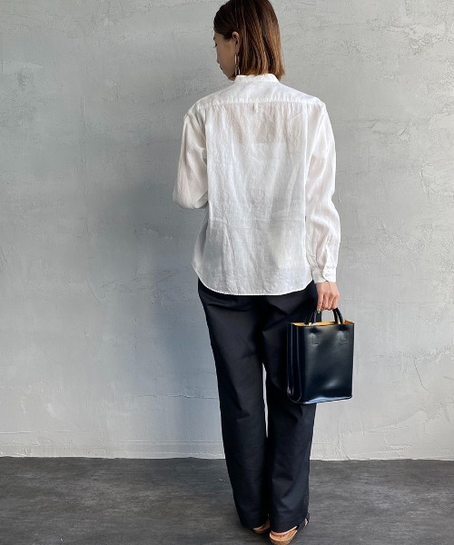 DANTON（ダントン）の「[DANTON/ダントン] リネンクロス バンドカラーシャツ（シャツ/ブラウス・レディース・チャコール/ホワイト/ベージュ・34/36/38）」の13枚目の写真