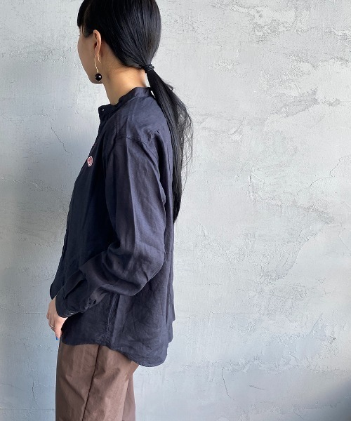 DANTON（ダントン）の「[DANTON/ダントン] リネンクロス バンドカラーシャツ（シャツ/ブラウス・レディース・チャコール/ホワイト/ベージュ・34/36/38）」の8枚目の写真
