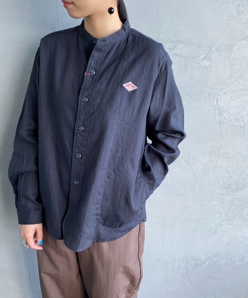 DANTON（ダントン）の「[DANTON/ダントン] リネンクロス バンドカラーシャツ（シャツ/ブラウス・レディース・チャコール/ホワイト/ベージュ・34/36/38）」の11枚目の写真