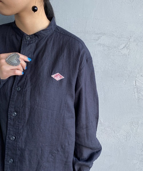 DANTON（ダントン）の「[DANTON/ダントン] リネンクロス バンドカラーシャツ（シャツ/ブラウス・レディース・チャコール/ホワイト/ベージュ・34/36/38）」の12枚目の写真