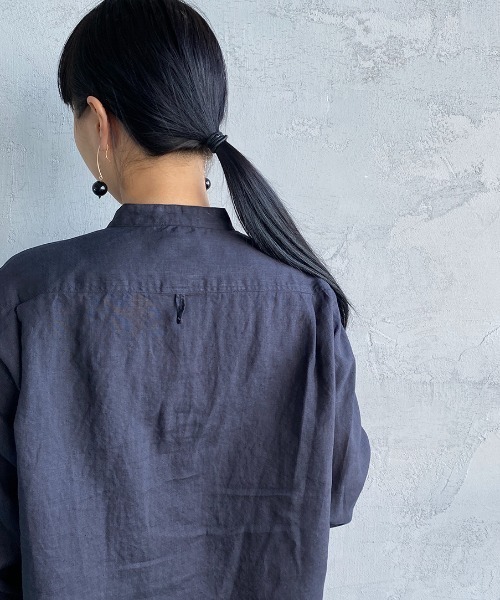 DANTON（ダントン）の「[DANTON/ダントン] リネンクロス バンドカラーシャツ（シャツ/ブラウス・レディース・チャコール/ホワイト/ベージュ・34/36/38）」の15枚目の写真