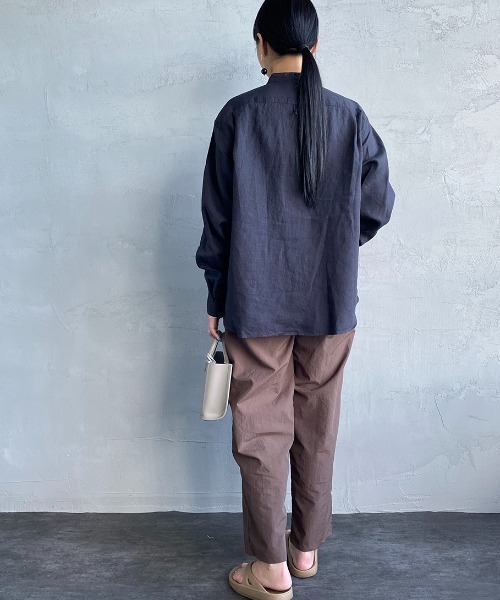 DANTON（ダントン）の「[DANTON/ダントン] リネンクロス バンドカラーシャツ（シャツ/ブラウス・レディース・チャコール/ホワイト/ベージュ・34/36/38）」の18枚目の写真