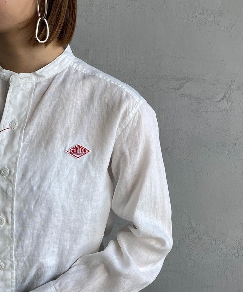 DANTON（ダントン）の「[DANTON/ダントン] リネンクロス バンドカラーシャツ（シャツ/ブラウス・レディース・チャコール/ホワイト/ベージュ・34/36/38）」の19枚目の写真