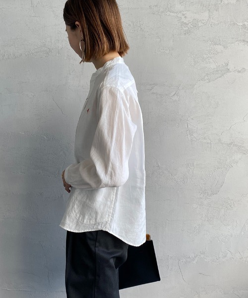 DANTON（ダントン）の「[DANTON/ダントン] リネンクロス バンドカラーシャツ（シャツ/ブラウス・レディース・チャコール/ホワイト/ベージュ・34/36/38）」の16枚目の写真