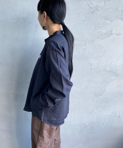 DANTON（ダントン）の「[DANTON/ダントン] リネンクロス バンドカラーシャツ（シャツ/ブラウス・レディース・チャコール/ホワイト/ベージュ・34/36/38）」の14枚目の写真