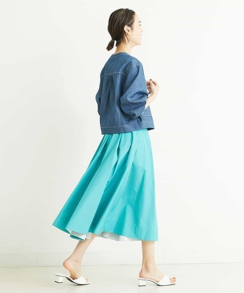 MICHEL KLEIN（ミッシェル・クラン）の「[セットアップ対応/洗える]デニムライクショートブルゾン（デニムジャケット・レディース・ネイビー・38）」の22枚目の写真