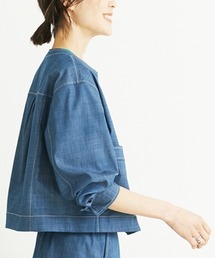 [セットアップ対応/洗える]デニムライクショートブルゾン